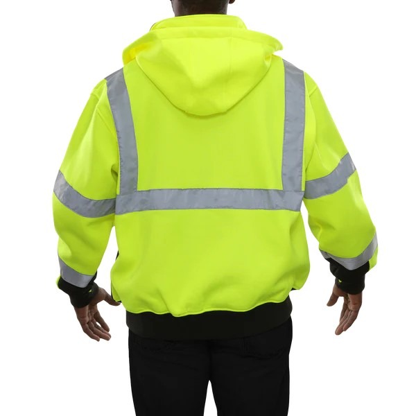 Hi-Vis Zip Up Safety Hoodie - Removable Hood - Image 2